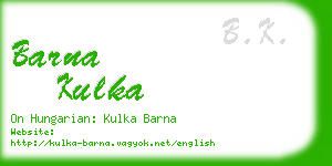 barna kulka business card